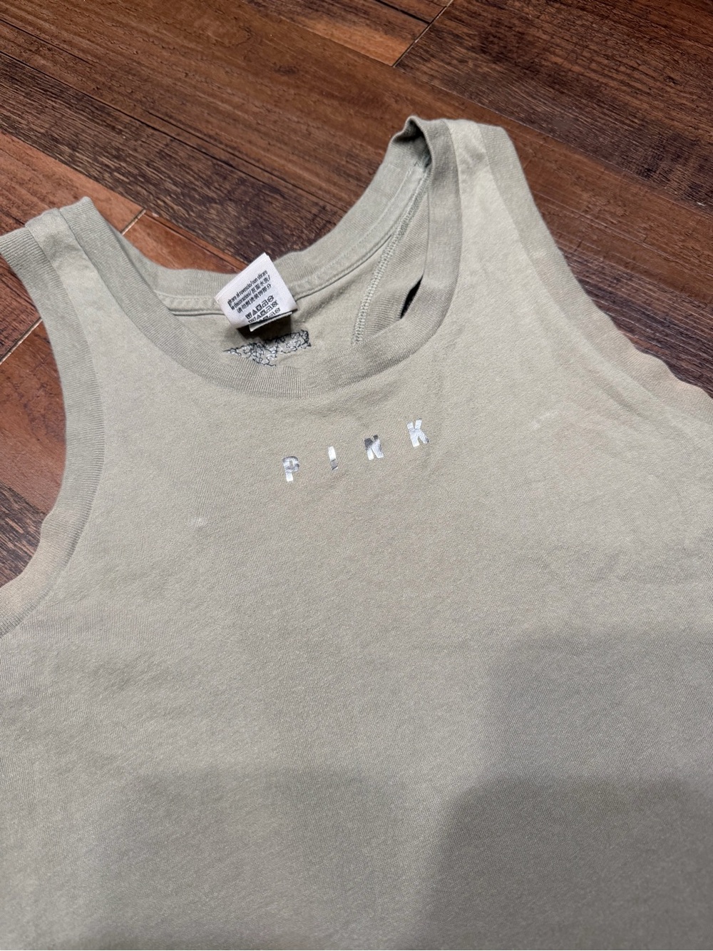 💚 VS PINK Bling Sequin Green Olive Tank Top 💚 - Picture 5 of 6